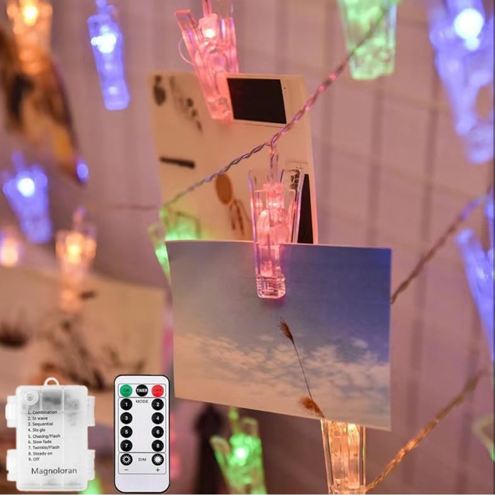 Colorful LED Photo Clip String Lights - Picture 2 of 9